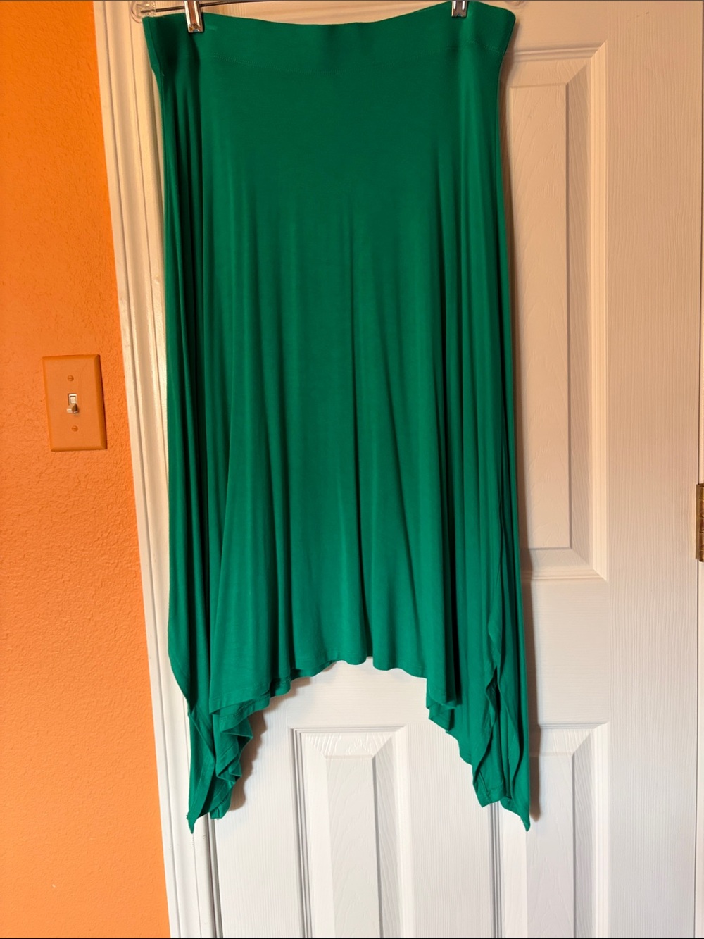 Dana Buchman Emerald Green Asymmetric Handkerchief Hem Skirt